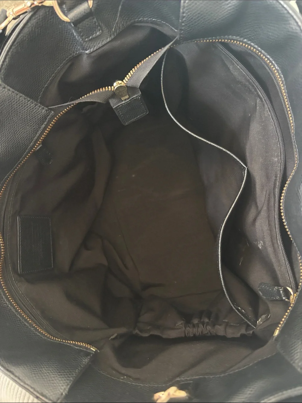 Coach Black Leather Diaper Bag Tote with Gold Hardware